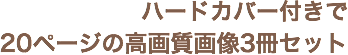 ハードカバー付きで
20ページの高画質画像3冊セット